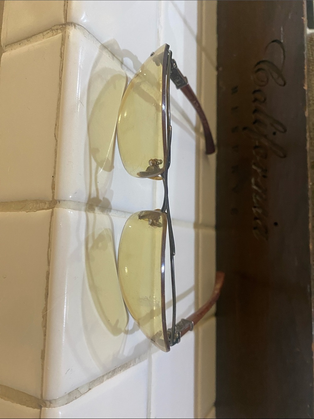 Chrome Hearts Men’s Sunglasses with Yellow Lenses and Silver Frame
